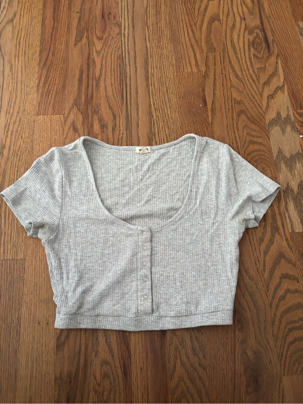 Garage Light Gray Ribbed Scoop Neck Crop Top